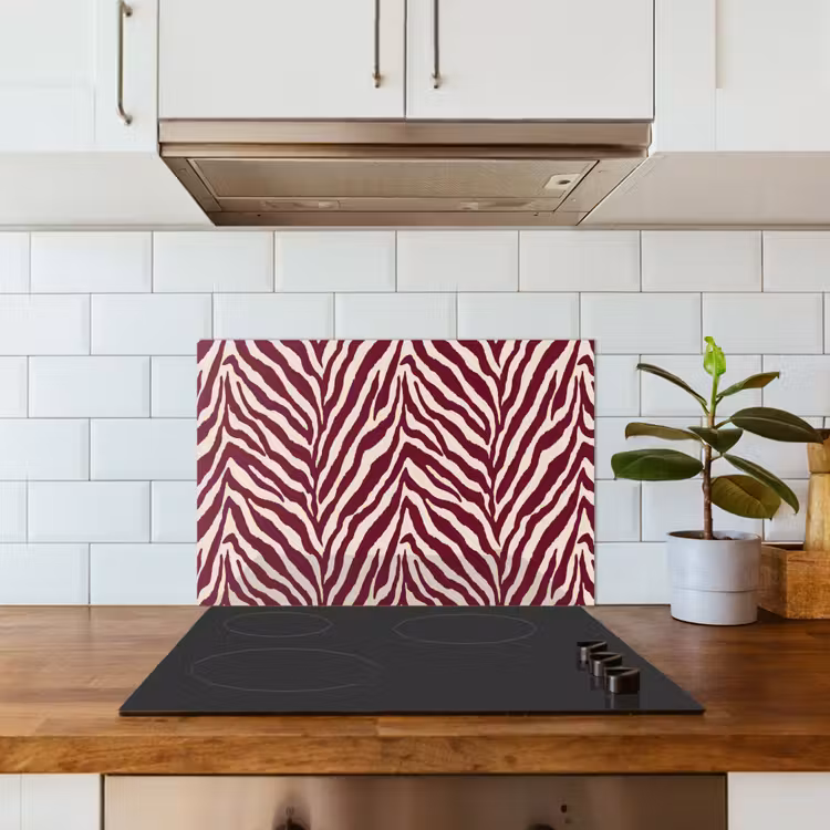 Fond de hotte - Zebra - Motif - Bordeaux - Rouge — 3