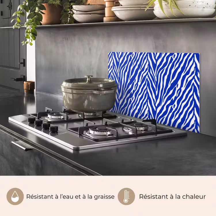 Fond de hotte - Zèbre - Motif - Cobalt - Bleu — 2