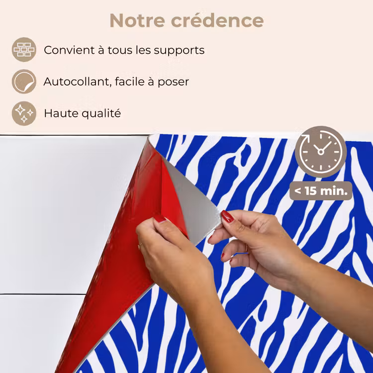 Fond de hotte - Zèbre - Motif - Cobalt - Bleu — 4