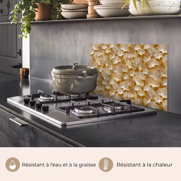 Fond de hotte - Ginkgo - Feuilles - Or — 2