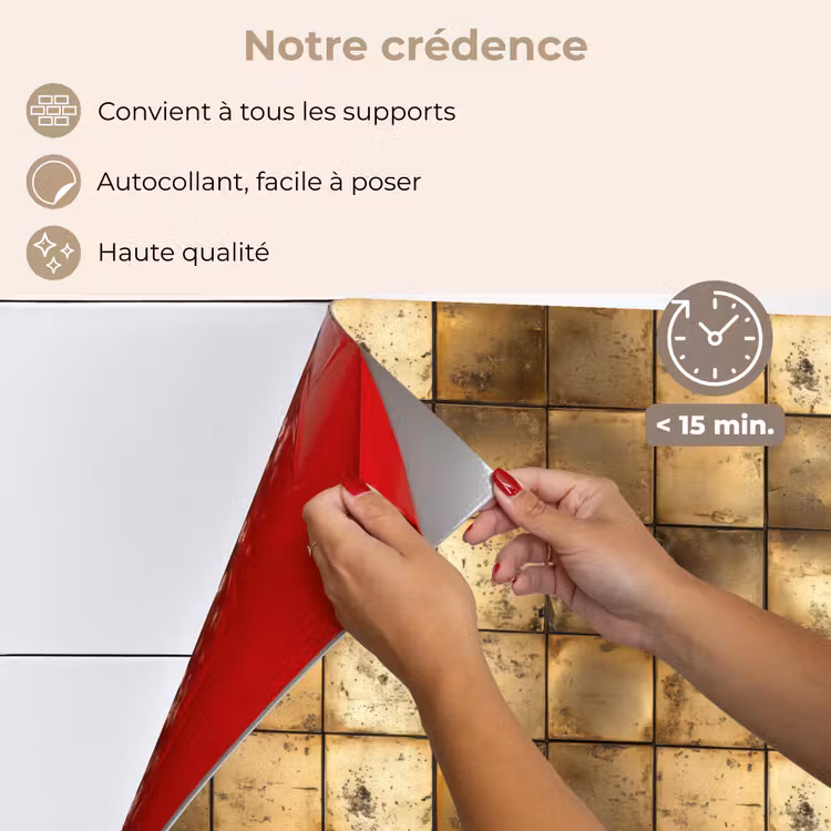 Fond de hotte - Géométrique - Carreaux - Or — 4