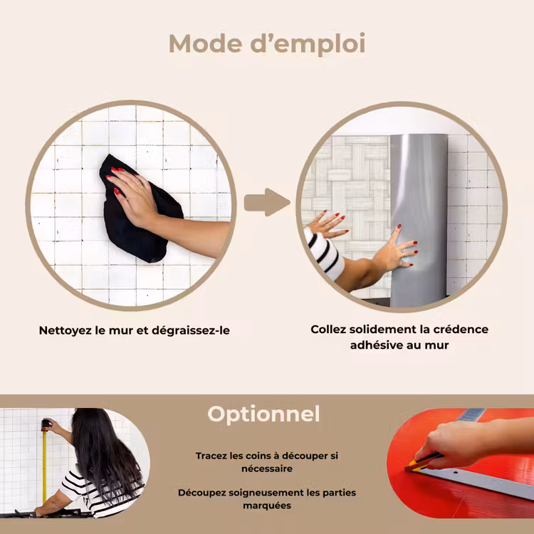 Fond de hotte - Vannerie - Rayures - Beige — 6