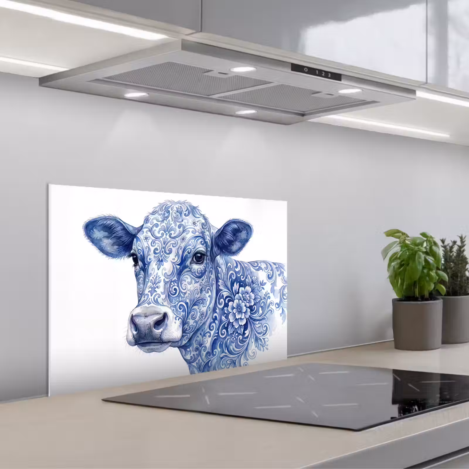 Fond de hotte - Illustration - Vache - Bleu — 1