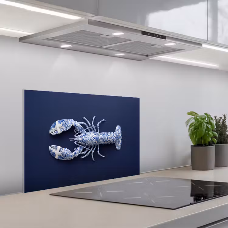 Fond de hotte - Homard - Porcelaine - Bleu de Delft — 1