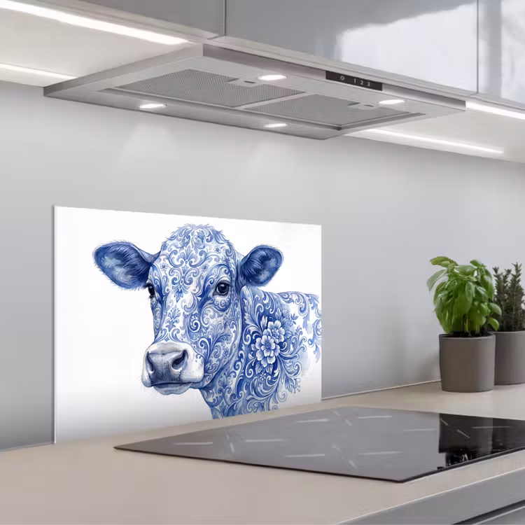 Fond de hotte - Illustration - Vache - Bleu — 1