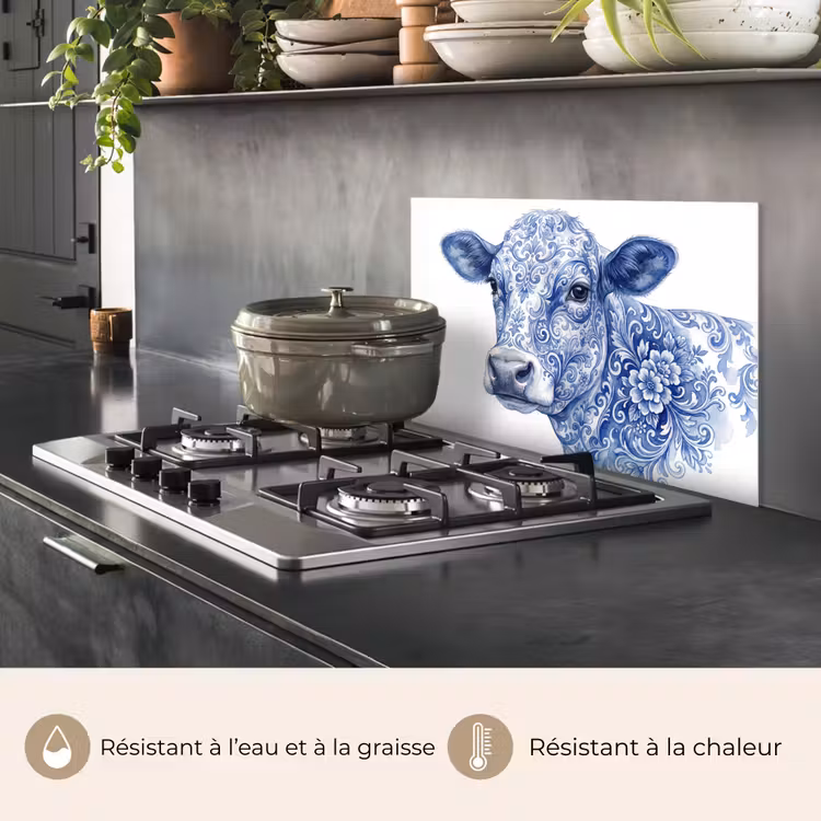 Fond de hotte - Illustration - Vache - Bleu — 2