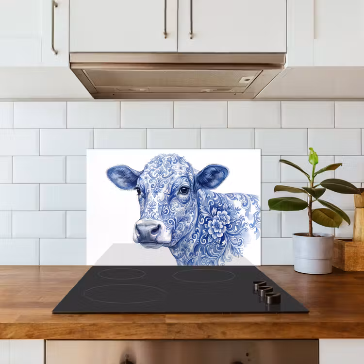 Fond de hotte - Illustration - Vache - Bleu — 3