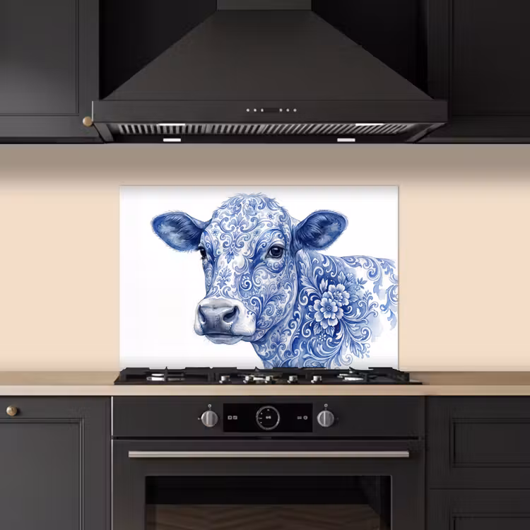 Fond de hotte - Illustration - Vache - Bleu — 5
