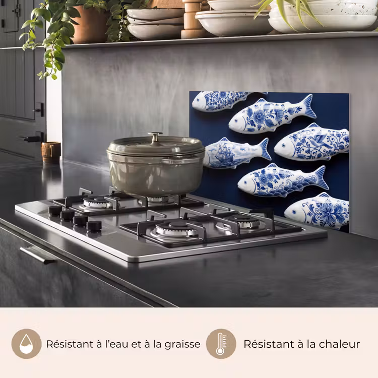 Fond de hotte - Poisson - Delftware - Céramique — 2