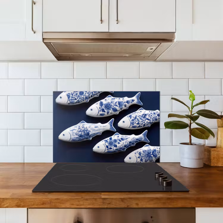 Fond de hotte - Poisson - Delftware - Céramique — 3