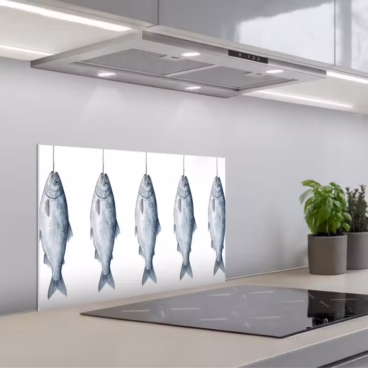 Fond de hotte - Poisson - Illustration - Bleu de Delft — 1