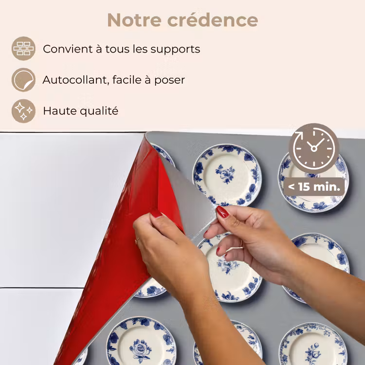 Fond de hotte - Panneaux - Fleurs - Bleu - Blanc — 4