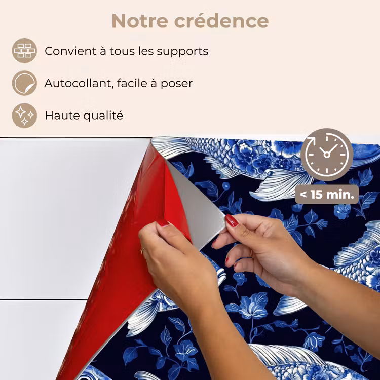 Fond de hotte - Poissons - Fleurs - Bleu — 4