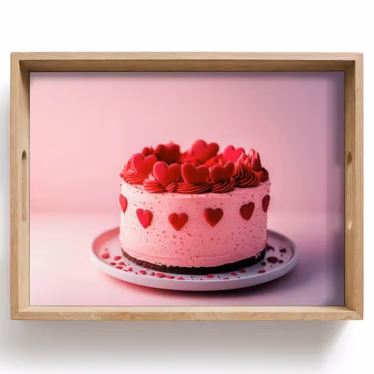 Plateau - Gâteau - Coeur - Rose — 1