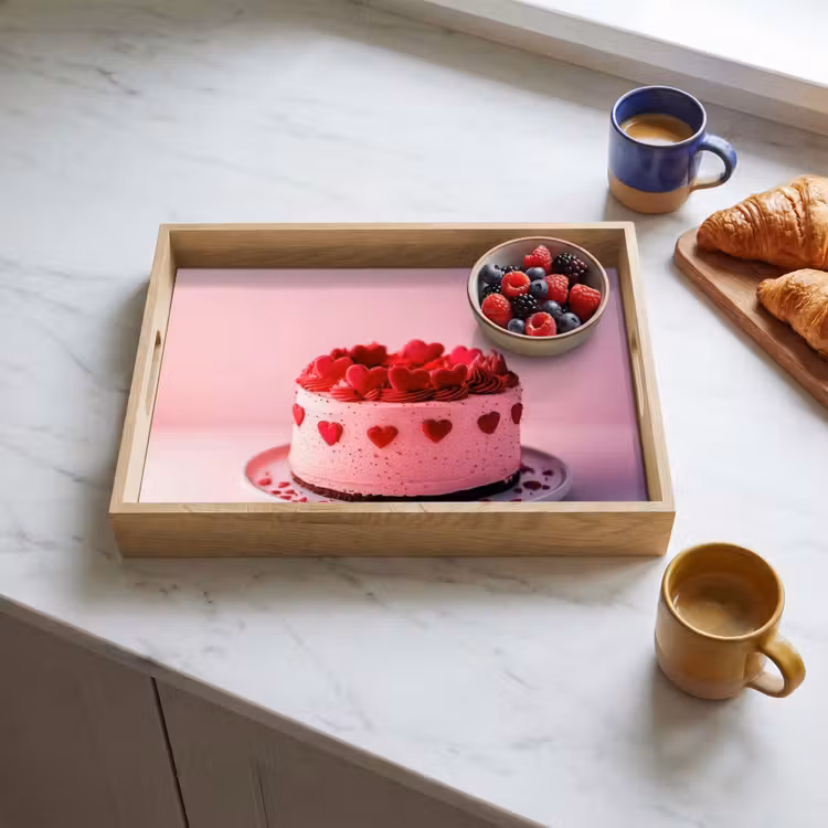 Plateau - Gâteau - Coeur - Rose — 3