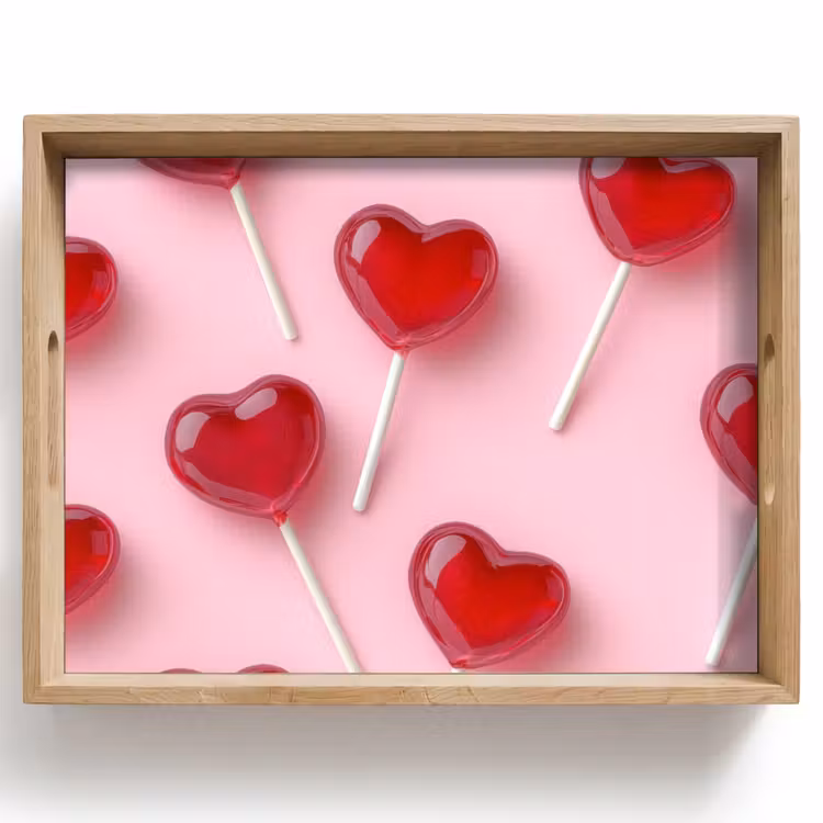 Plateau - Sucettes - Coeurs - Rose — 1