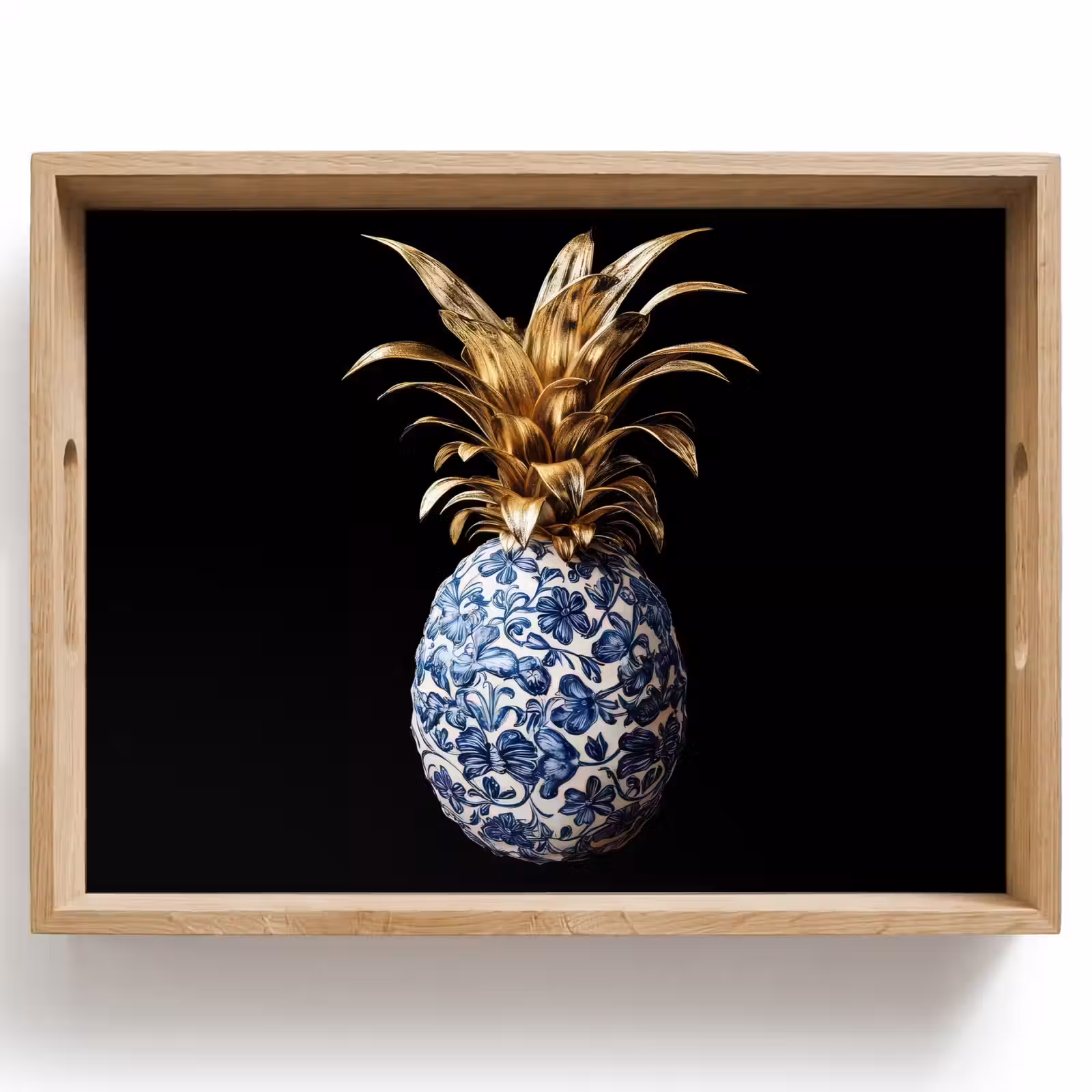 Plateau - Ananas - Motif floral - Or - Delftware — 1