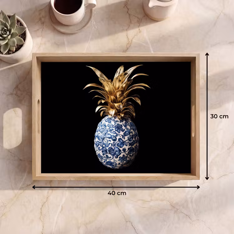 Plateau - Ananas - Motif floral - Or - Delftware — 7