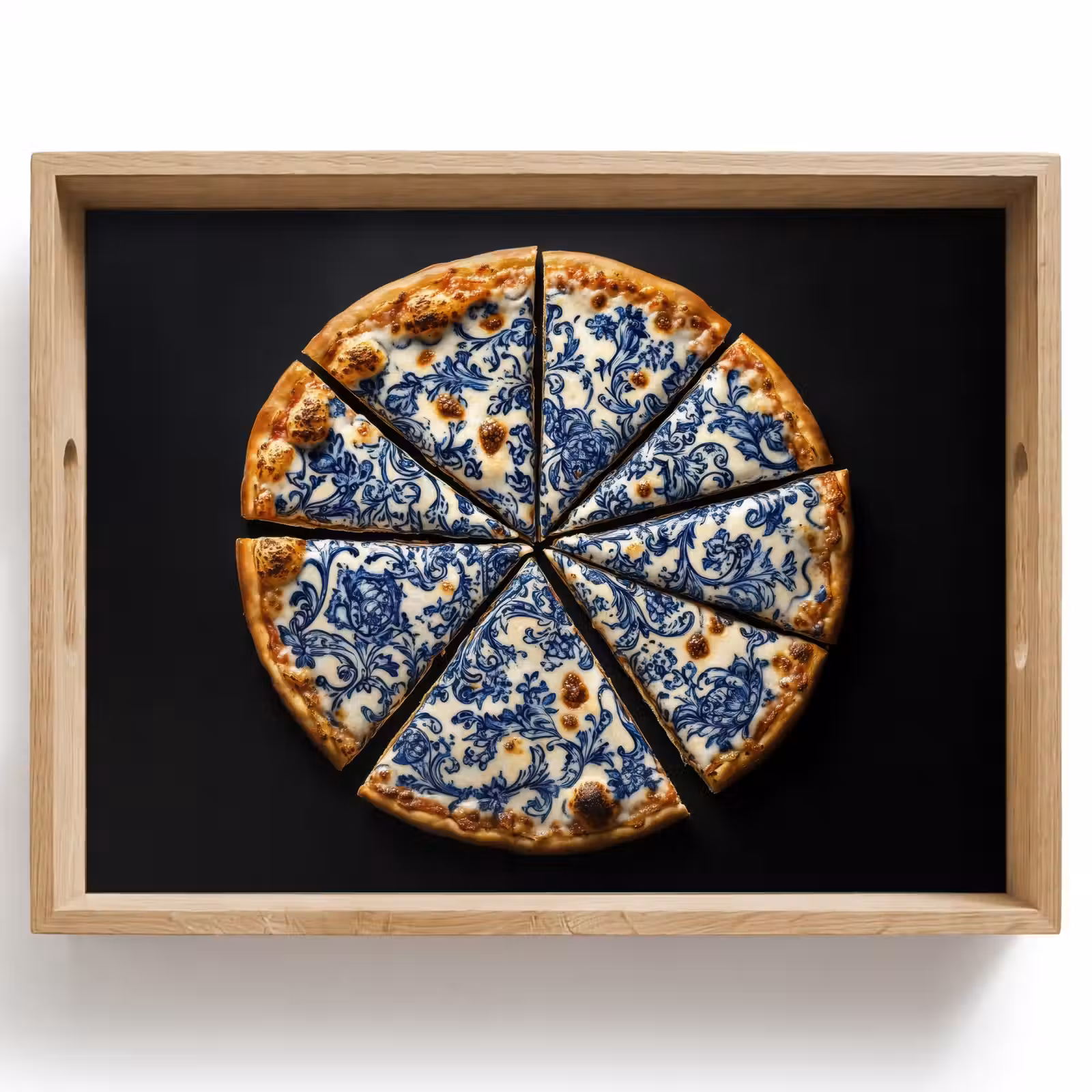 Plateau - Pizza - Alimentation - Bleu de Delft — 1