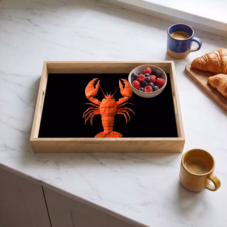 Plateau - Homard - Papier - Papier origami - Rouge — 3