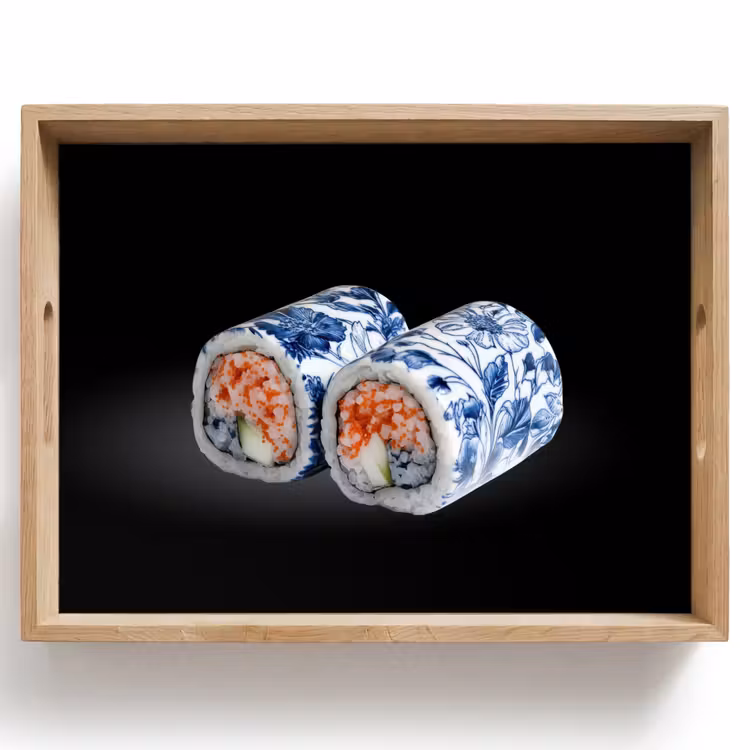 Plateau - Sushi - Bleu de Delft - Riz - Poisson - Elégant — 1
