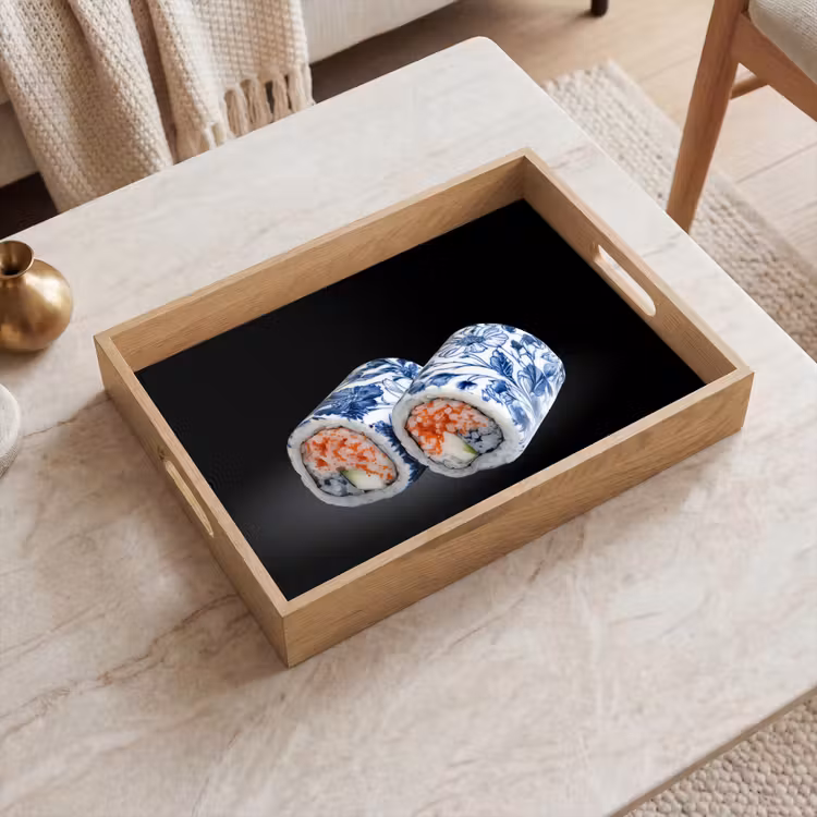 Plateau - Sushi - Bleu de Delft - Riz - Poisson - Elégant — 2