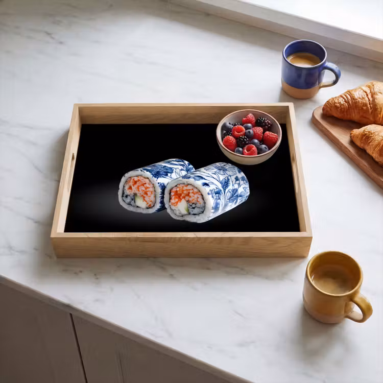 Plateau - Sushi - Bleu de Delft - Riz - Poisson - Elégant — 3