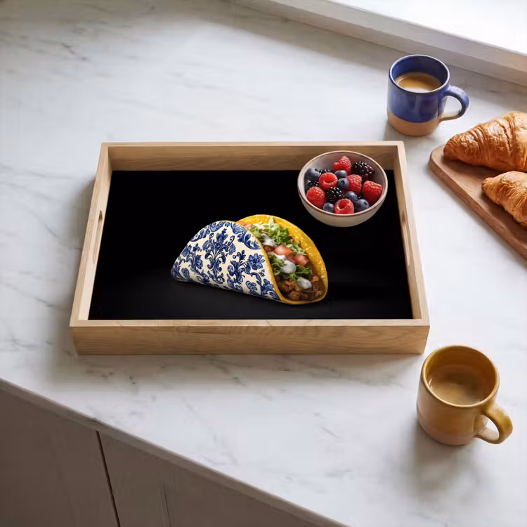 Plateau - Taco - Viande - Salade - Bleu de Delft - Motif — 3