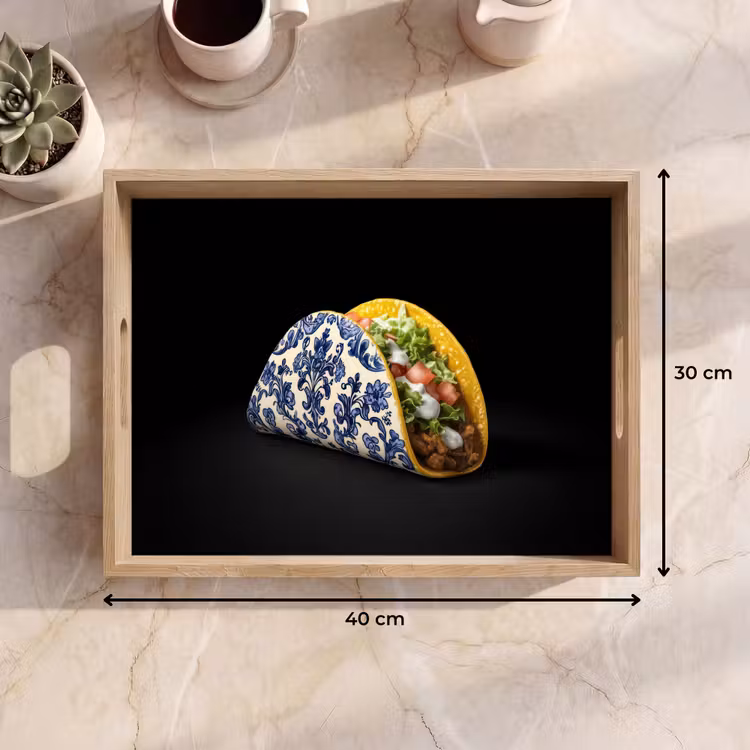 Plateau - Taco - Viande - Salade - Bleu de Delft - Motif — 7