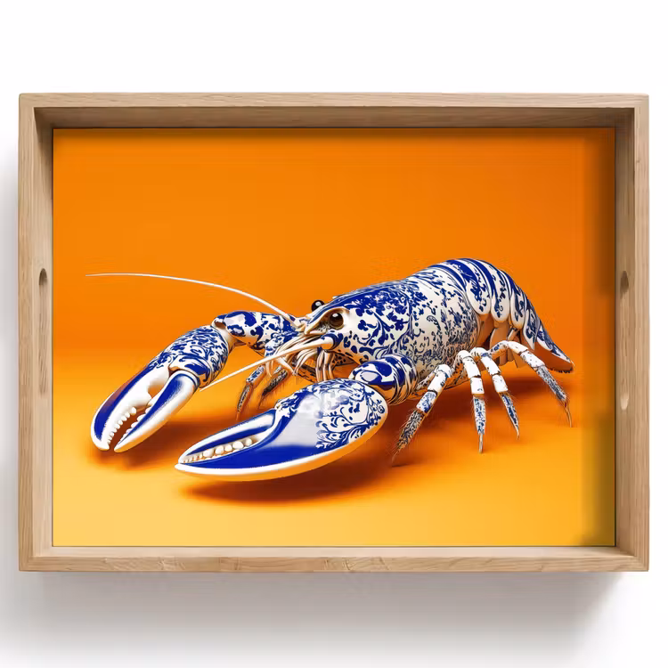 Plateau - Homard - Bleu de Delft - Bouclier - Dur - Orange — 1