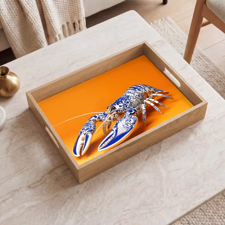 Plateau - Homard - Bleu de Delft - Bouclier - Dur - Orange — 2