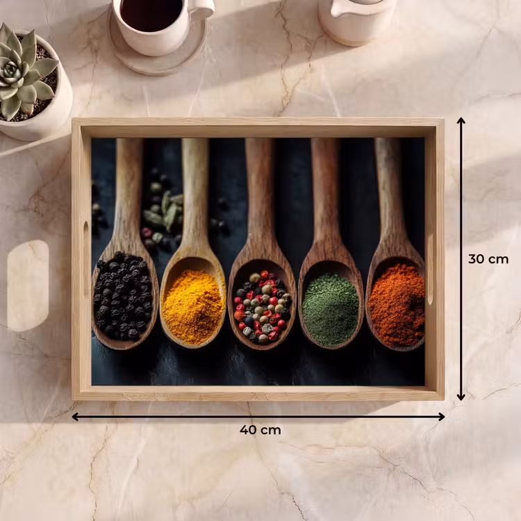 Plateau - Bois - Cuillères - Epices - Herbes — 7
