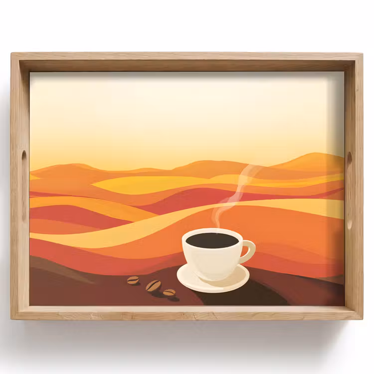 Plateau - Café - Paysage - Orange - Grains de café — 1