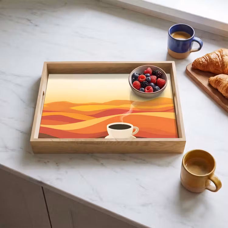Plateau - Café - Paysage - Orange - Grains de café — 3