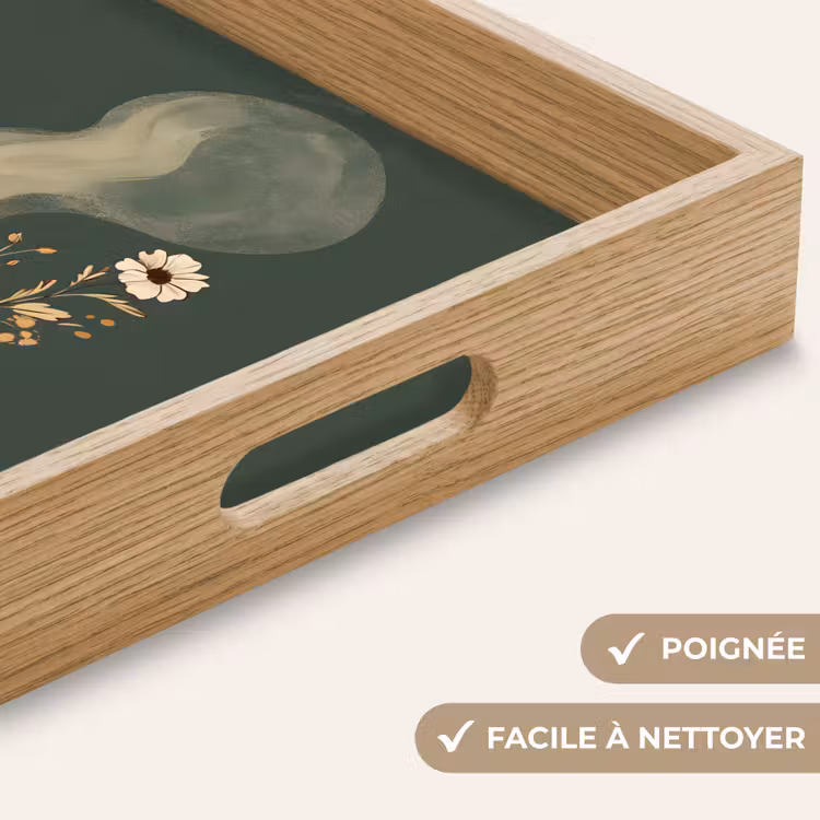 Plateau - Coupe - Fleurs - Vert - Café — 8