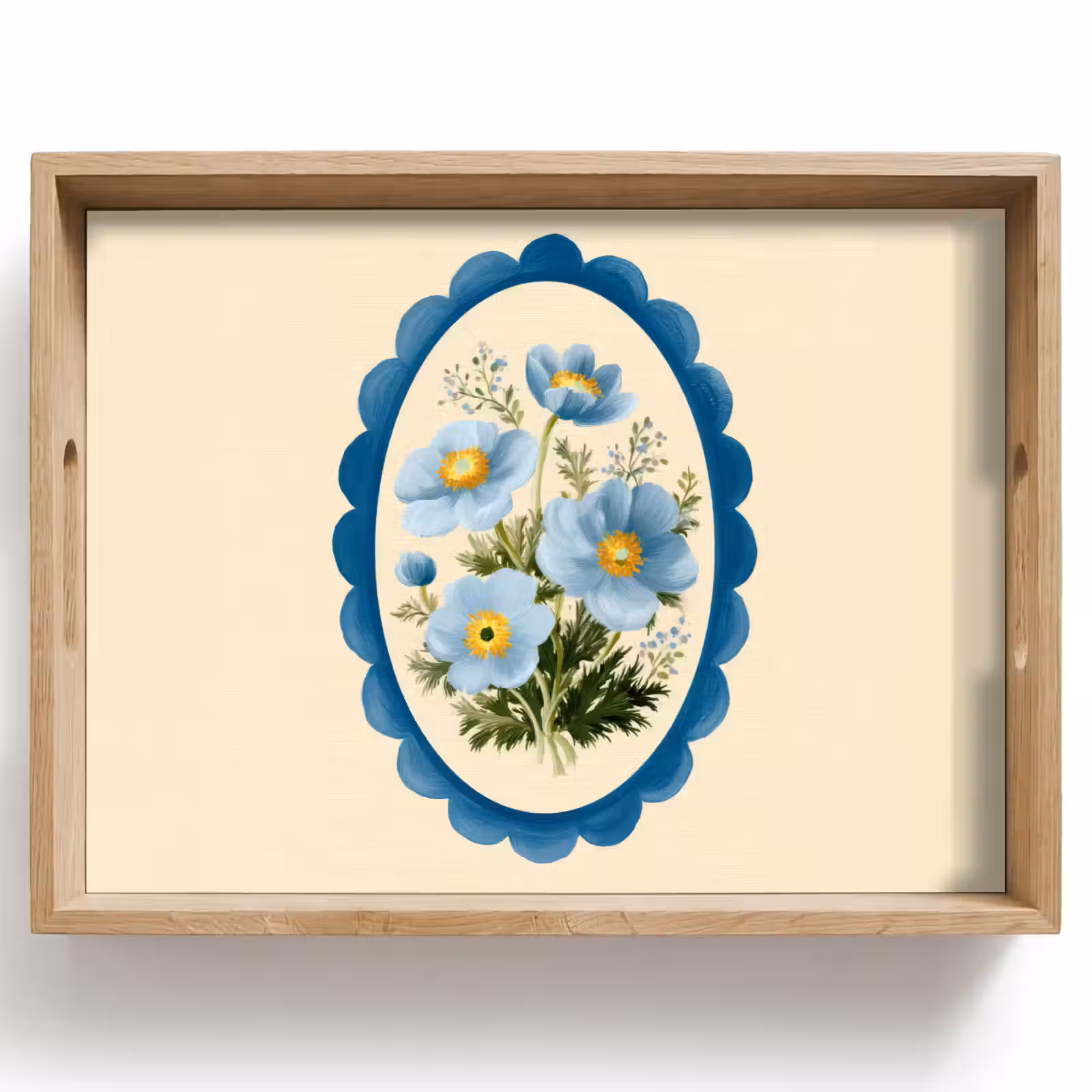 Plateau - Liste - Fleurs - Bleu clair - Illustration — 1