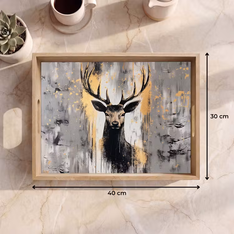 Plateau - Abstrait - Cerf - Bois - Or — 7