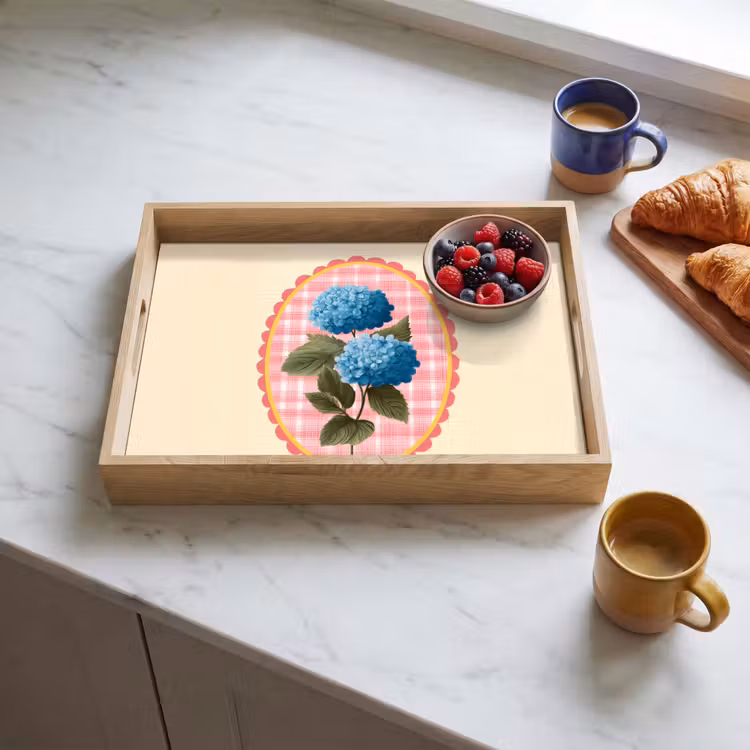 Plateau - Fleurs - Bleu - Liste - Feuilles — 3