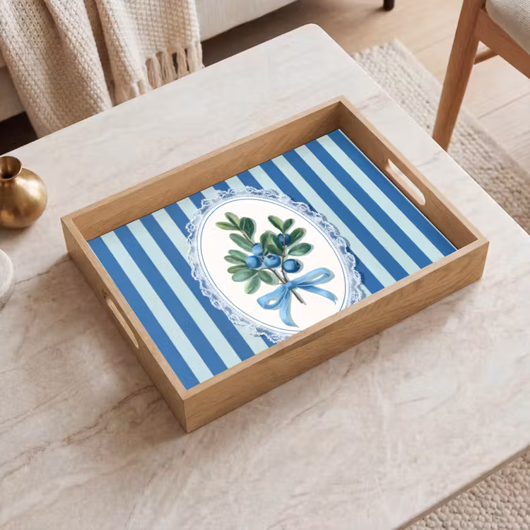 Plateau - Illustration - Baies - Bleu - Rayures — 2