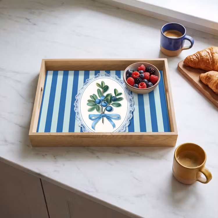Plateau - Illustration - Baies - Bleu - Rayures — 3