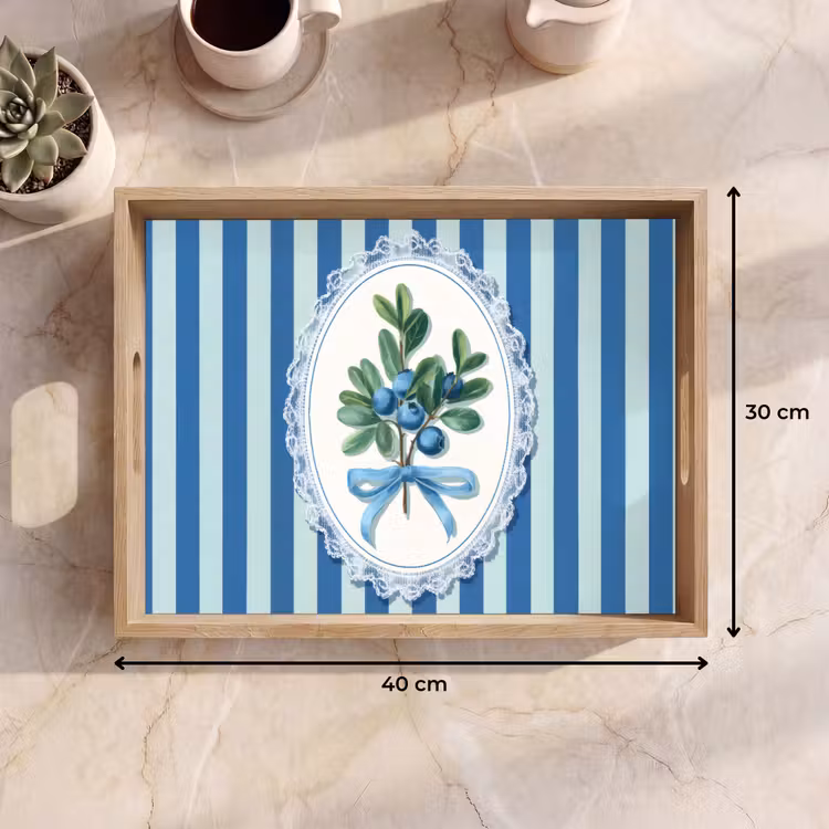 Plateau - Illustration - Baies - Bleu - Rayures — 7