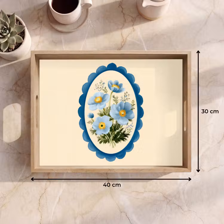 Plateau - Liste - Fleurs - Bleu clair - Illustration — 7