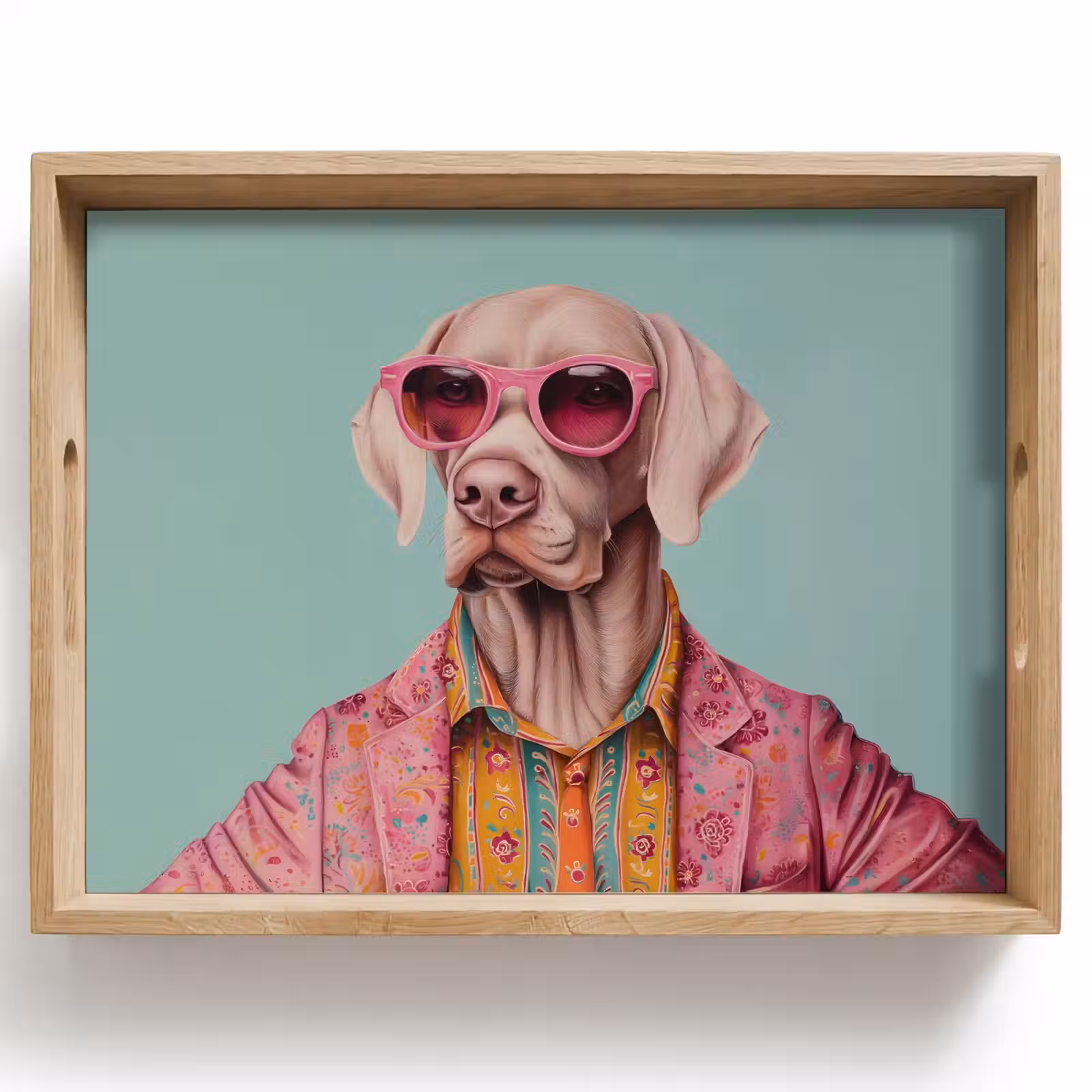 Plateau - Chien - Chemise - Fleurs - Lunettes — 1