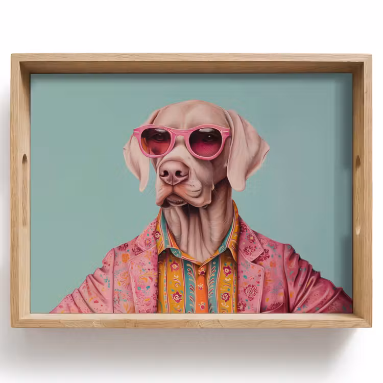 Plateau - Chien - Chemise - Fleurs - Lunettes — 1
