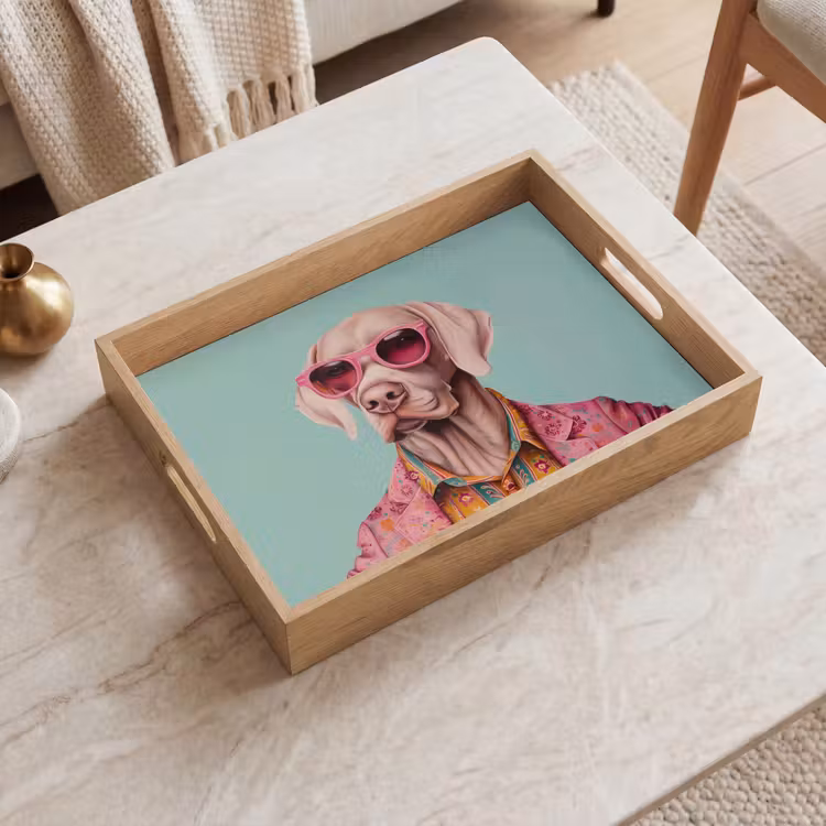 Plateau - Chien - Chemise - Fleurs - Lunettes — 2