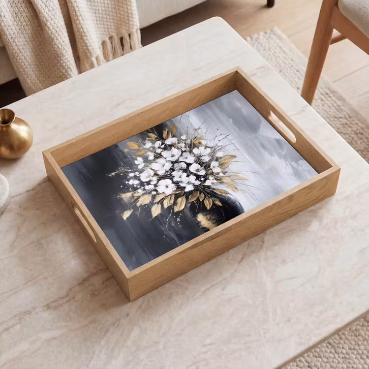 Plateau - Fleurs - Blanc - Vase - Abstrait — 2
