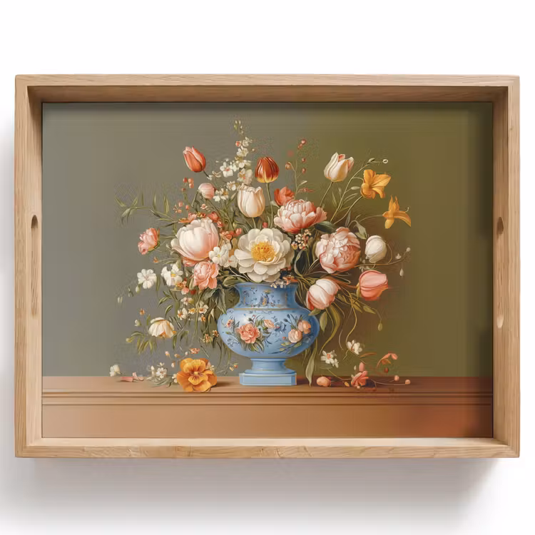 Plateau - Neutre - Fleurs - Bouquet - Vase — 1
