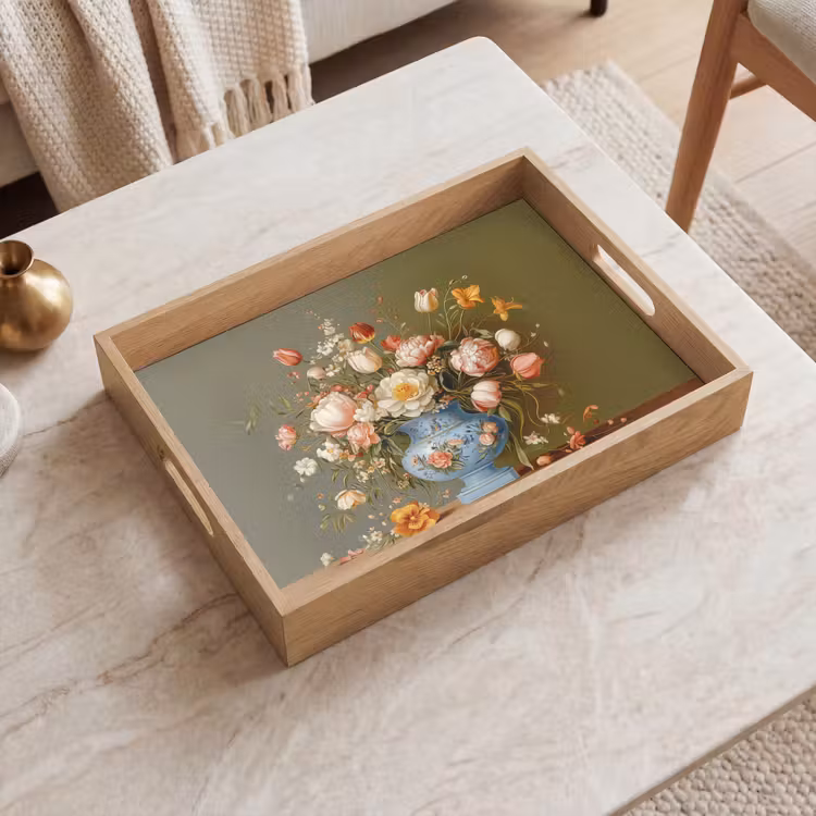 Plateau - Neutre - Fleurs - Bouquet - Vase — 2