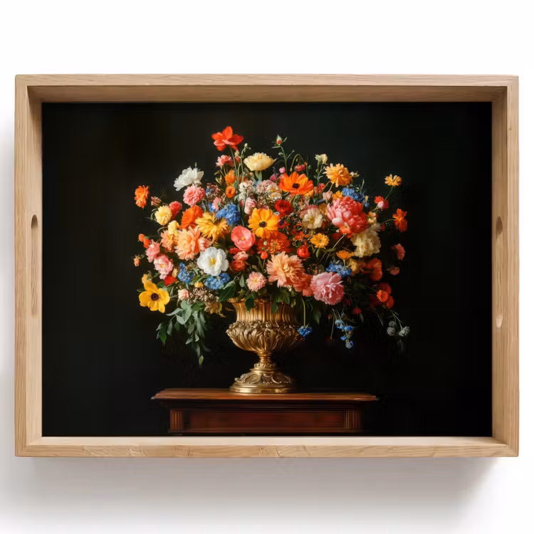 Plateau - Or - Fleurs - Couleurs - Vase — 1