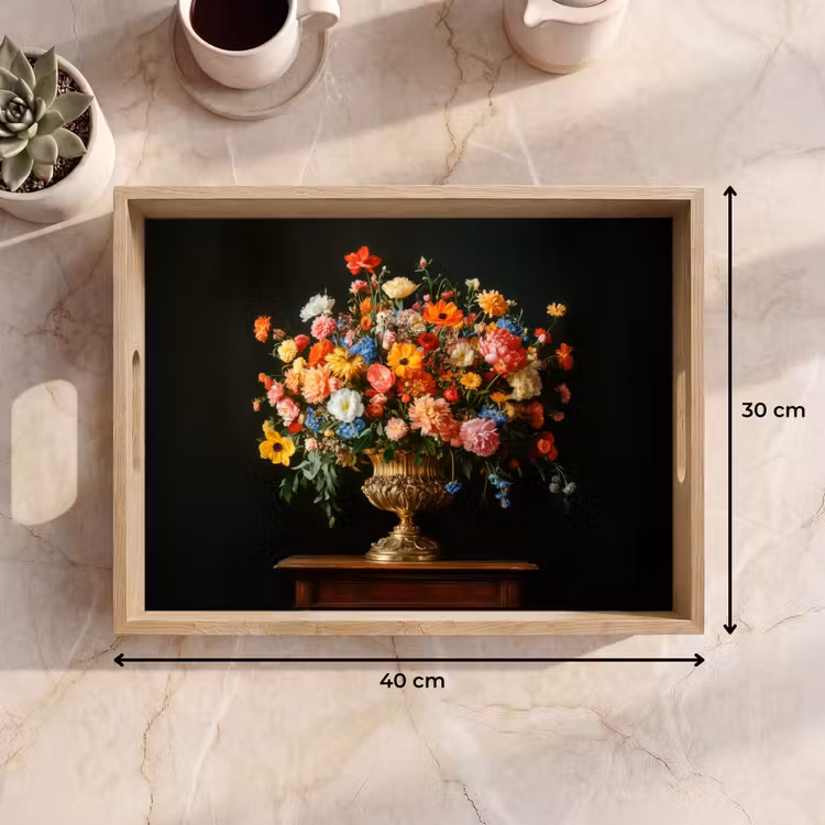 Plateau - Or - Fleurs - Couleurs - Vase — 7